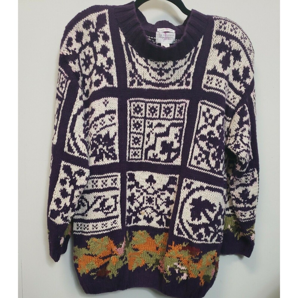Vintage Van Huesen For Her Hand Knitted Heavy Weight Sweater Tunic  M purple